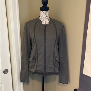 Vintage Urban Outfitters Women's Green/Gray Military Jacket, Size Large